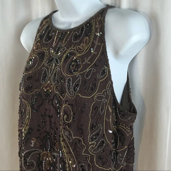 Papell Boutique Evening Silk beaded Vintage Tank top L - Picture 14 of 16
